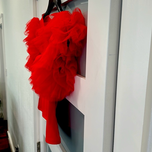 Adorable, New, Cherry-Red Top w Tulle trim Perfect for Gameday & fun events! - Picture 2 of 6
